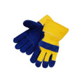 Blue Cow Split Leather Palm Drill Cotton Back Work Glove